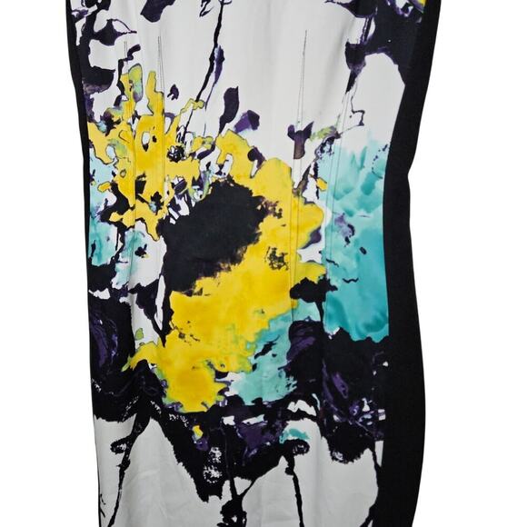 NWOT T Tahari Abstract Sleeveless Knee Length Bodycon Dress Size 2 XS - Picture 4 of 9